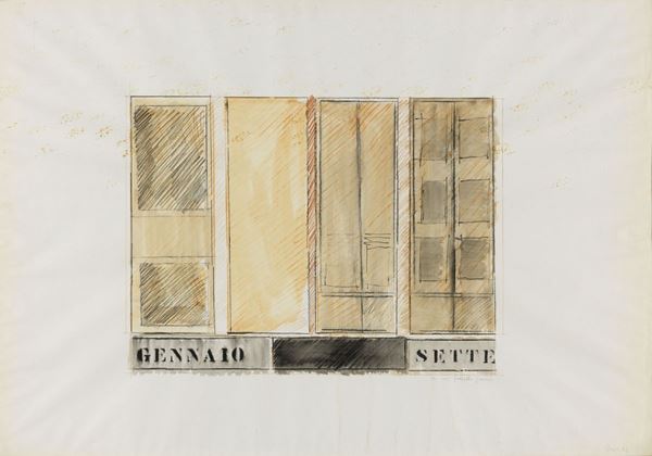 Tano Festa : Gennaio sette  (1962)  - Tecnica mista su carta - Auction CONTEMPORARY ART - I - Casa d'aste Farsettiarte