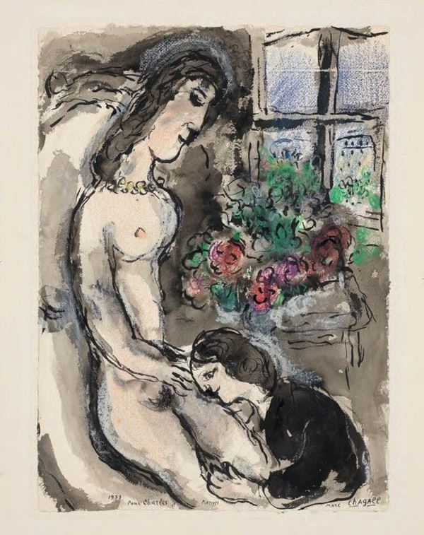 Marc Chagall - Couple et bouquet