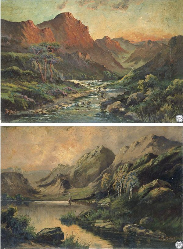 J. M. Ducker - «Paesaggio montano con fiume» e «Paesaggio montano con rocce rosse»