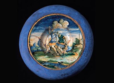 Piatto Istoriato in Maiolica Policroma