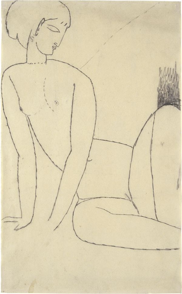 Amedeo Modigliani - Nu accroupi (Nudo seduto con le mani al suolo)