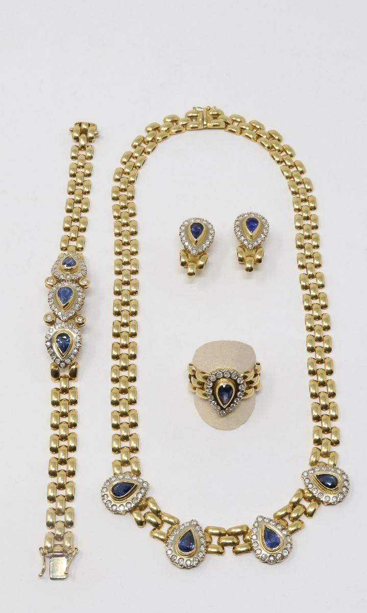 Parure in Oro, Zaffiri e Brillanti