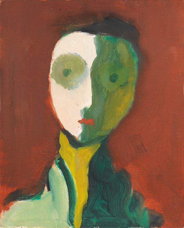 Virgilio Guidi : Figura femminile  (1950)  - Olio su cartone telato - Asta Arte Moderna - Casa d'aste Farsettiarte