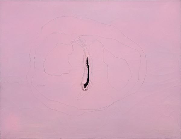 Lucio Fontana : Concetto spaziale  (1962)  - Olio, taglio e graffiti su tela, rosa - Auction Arte Moderna - II - Casa d'aste Farsettiarte