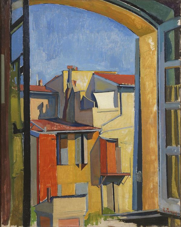 Ren&#233; Paresce : Tetti  (1917)  - Olio su tela - Auction Modern Art - II - Casa d'aste Farsettiarte