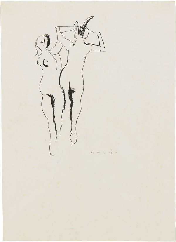 Marino Marini : Danzatrici  (1969)  - Penna e inchiostro su carta - Auction Modern Art - II - Casa d'aste Farsettiarte