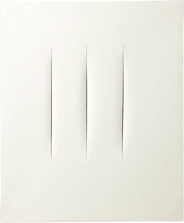 Lucio Fontana : Concetto spaziale, Attesa  (1965-66)  - Idropittura su tela, bianco - Auction Modern Art - II - Casa d'aste Farsettiarte