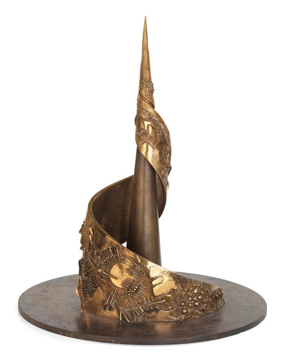 Arnaldo Pomodoro : Spirale aperta  (1990)  - Scultura in bronzo dorato, es. 1/9 - Auction ARTE MODERNA - II - Casa d'aste Farsettiarte