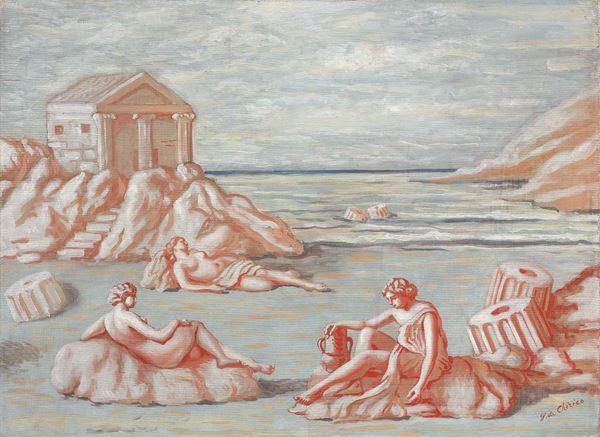 Giorgio de Chirico - Le figlie di Minosse (Scena antica in rosa e azzurro II)