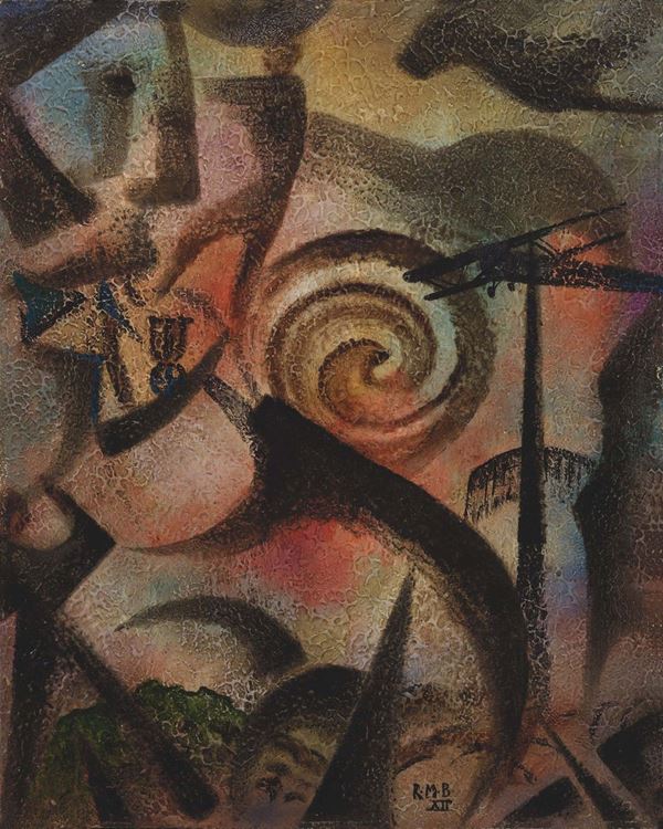 Roberto Marcello (Iras) Baldessari : Il decorato  (1934)  - Smalto su cartone telato - Auction MODERN ART - II - Casa d'aste Farsettiarte