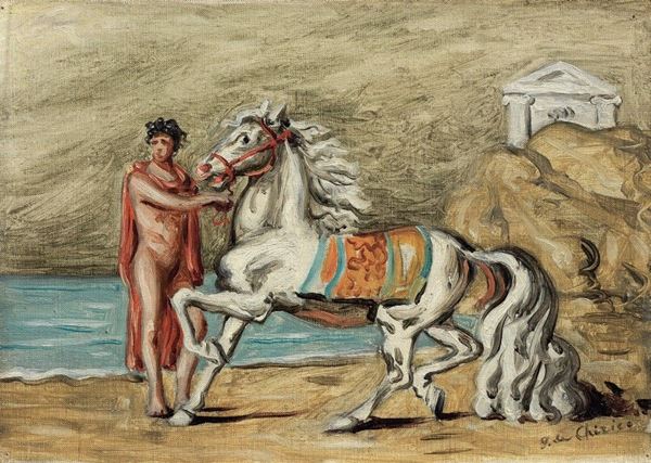 Giorgio de Chirico - Cavallo e cavaliere in riva al mare