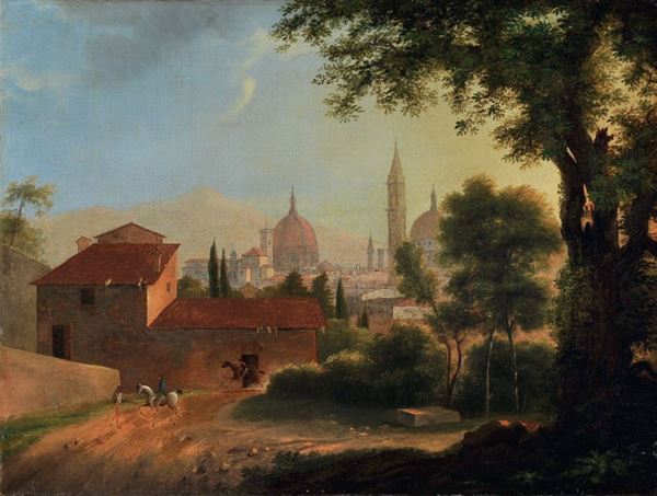 Ignoto del XIX secolo - Veduta di Firenze con il Duomo e Santo Spirito