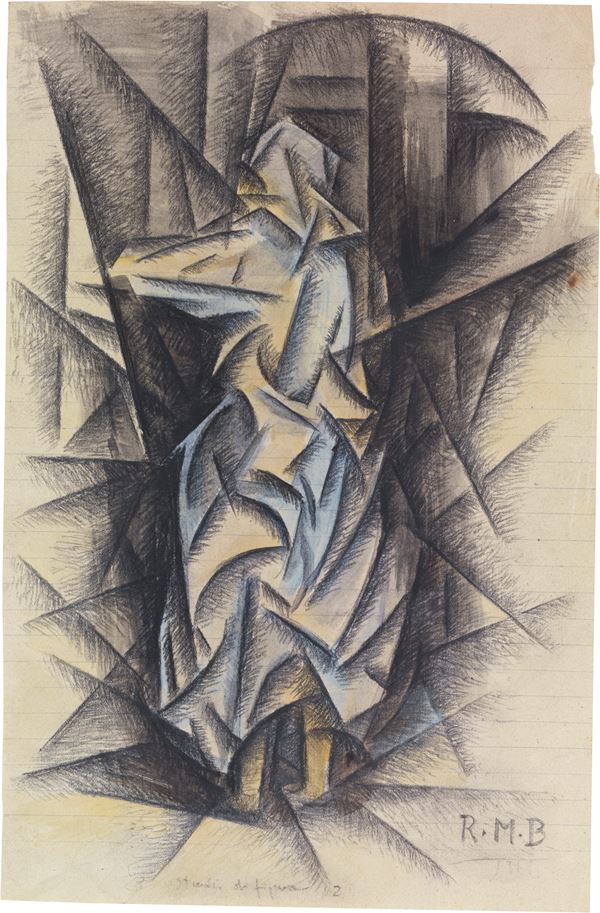 Roberto Marcello (Iras) Baldessari : Studio di figura 2  (1916 ca.)  - Carboncino, acquerello e matita su carta - Asta ARTE MODERNA - II - Casa d'aste Farsettiarte