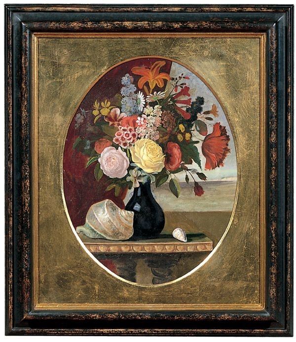 Ignoto del XX Secolo - Natura Morta con Fiori e Conchiglie
