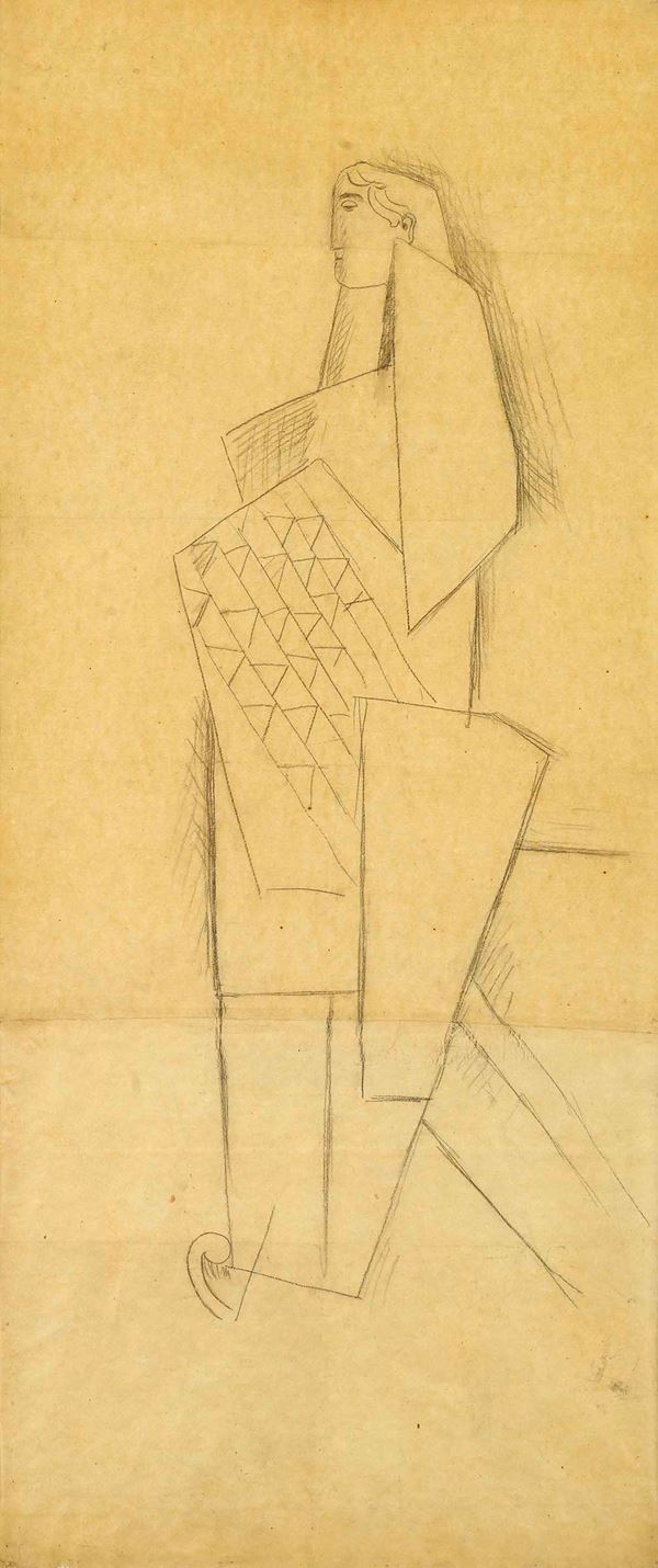 Carlo Carr&#224; : L'idolo (Penelope)  (1914)  - Matita grassa su carta - Auction MODERN ART - II - Casa d'aste Farsettiarte