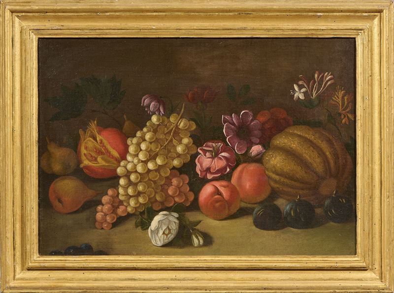 «Natura morta con melograno, uva e melone» e «Natura morta con fiori, uva e melone»