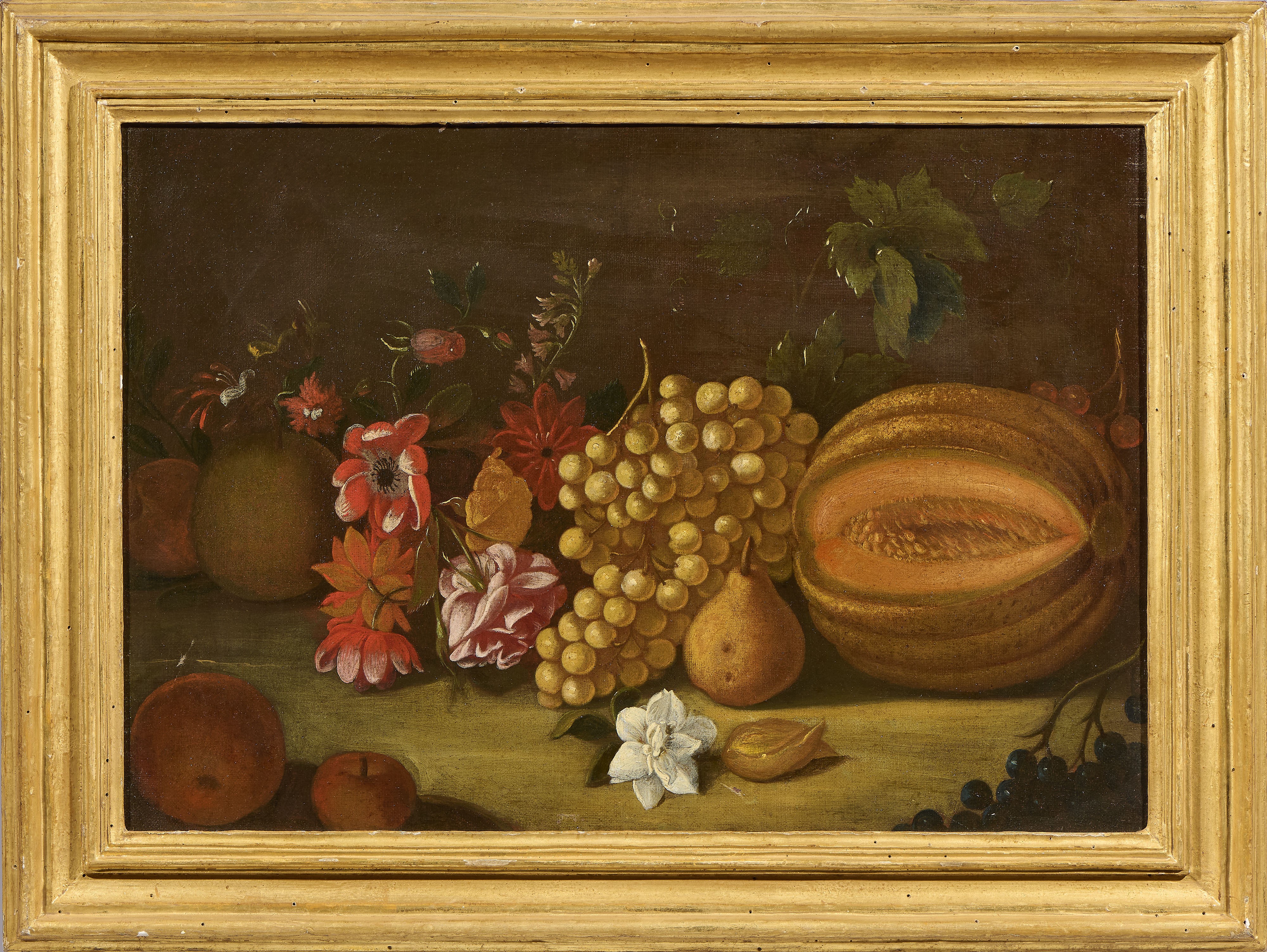 «Natura morta con melograno, uva e melone» e «Natura morta con fiori, uva e melone»