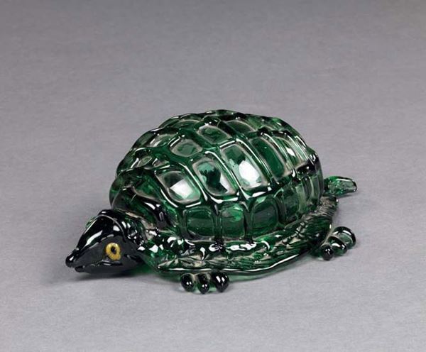 Tartaruga in vetro soffiato verde