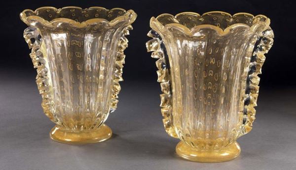 Due grandi vasi in cristallo veneziano