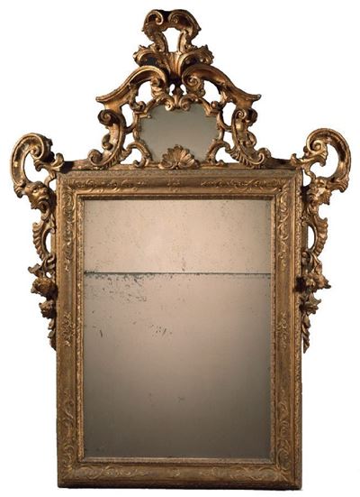 Specchiera in Legno Intagliato e Dorato