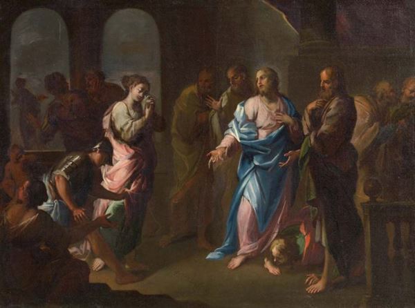 Scuola toscana inizi XVIII secolo - Cristo e l'adultera
