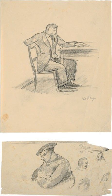Arrigo Del Rigo - Lotto di due disegni raffiguranti «Figure»