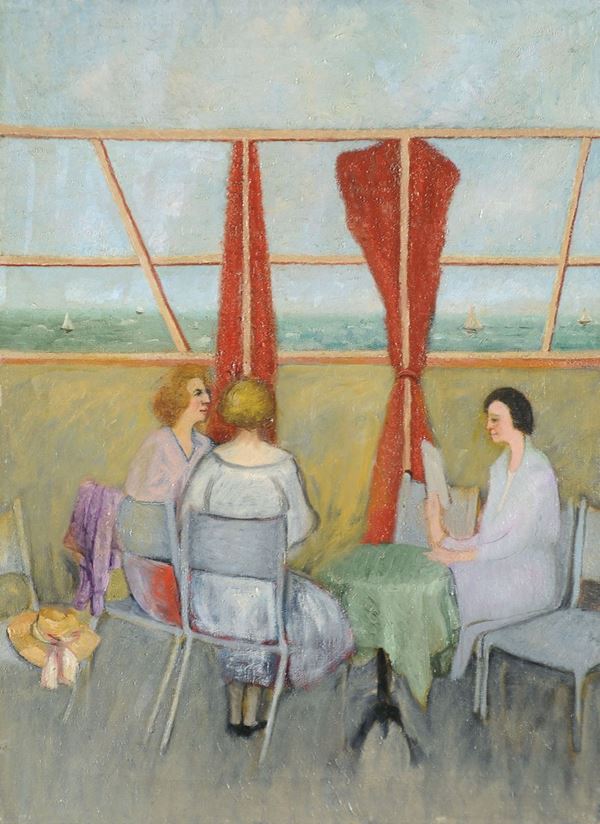Filli Levasti : La veranda  (1950-51)  - Olio su tela - Asta DIPINTI E SCULTURE DEL XIX E XX SECOLO - II - Casa d'aste Farsettiarte