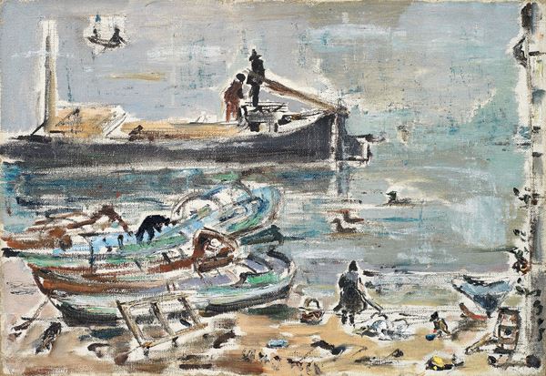 Filippo de Pisis : Paesaggio ad Arona  ((1941))  - Olio su tela - Asta Arte Moderna - Casa d'aste Farsettiarte