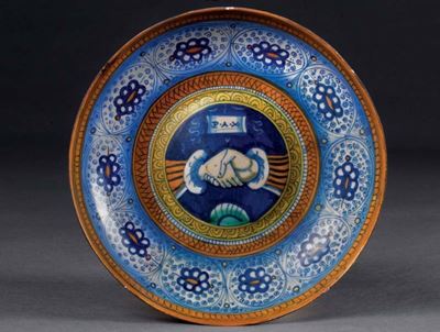 Coppa a Guscio D'uovo in Maiolica Policroma