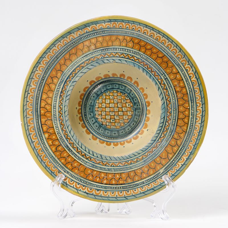 Tondino in maiolica policroma