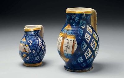 Due Boccali in Maiolica Policroma
