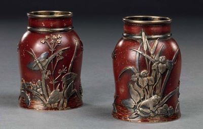 Coppia di Vasetti in Argento Vermeille