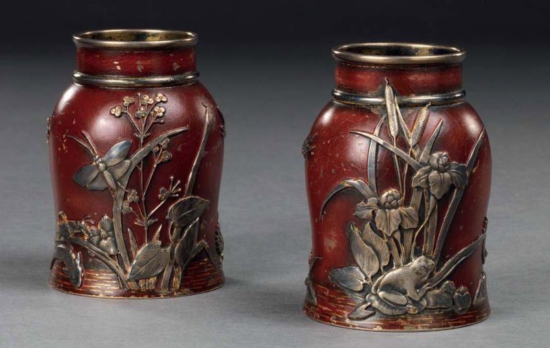 Coppia di Vasetti in Argento Vermeille