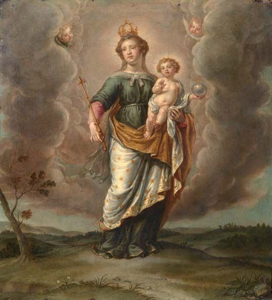 Scuola Fiamminga del XVIII Secolo - Madonna con Gesù Bambino