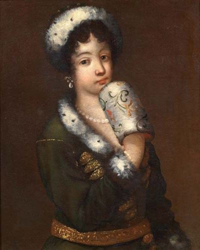 Ritratto di Gentildonna con Manicotto e Cappello di Pelliccia