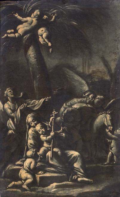 Scuola Veneta del XVIII Secolo - Paesaggio Fluviale con Viandanti