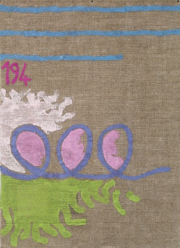 Giorgio Griffa - Tre Linee con Arabesco N. 194
