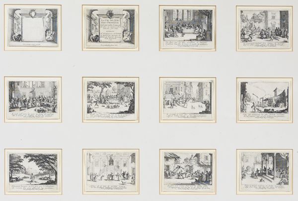 Jacques Callot : L'enfant prodigue  - Serie completa di 12 acqueforti - Auction PARADE I - OLD MASTERS PAINTINGS, DRAWINGS AND FORNITURES - Casa d'aste Farsettiarte