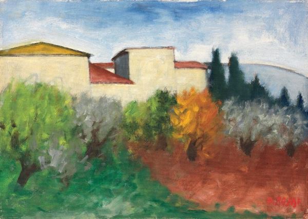 Ottone Rosai - Paesaggio con ulivi e case