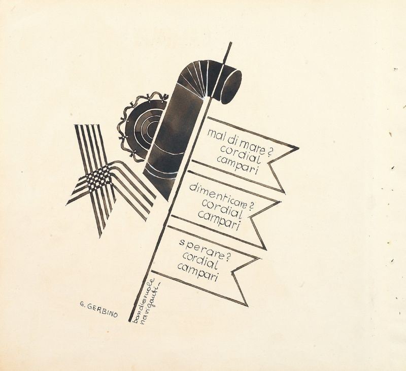 Fortunato Depero - Bozzetto (dalla Serie di Studi per il «numero Unico Futurista Campari»)