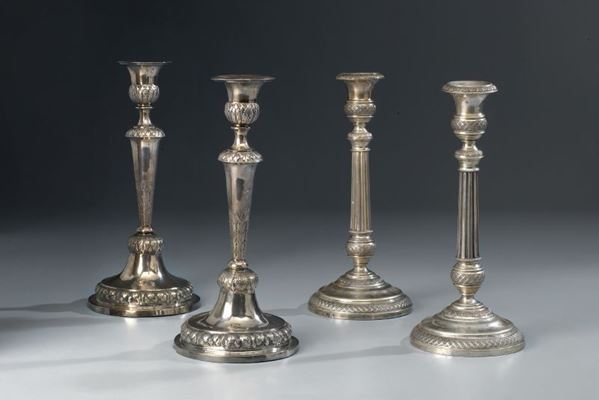 Coppia di candelieri in argento  (XIX secolo.)  - Asta Arredi e Dipinti Antichi - I - Casa d'aste Farsettiarte
