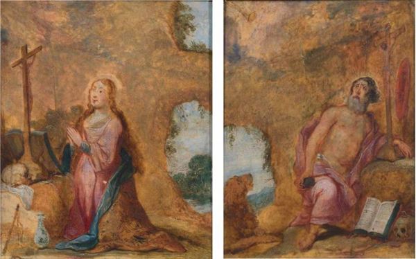 Scuola fiamminga del XVII secolo - «Maddalena» e «San Girolamo»