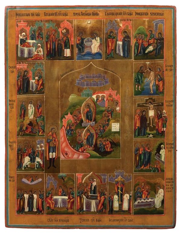 Icona russa del XIX secolo - Scene della vita di Cristo