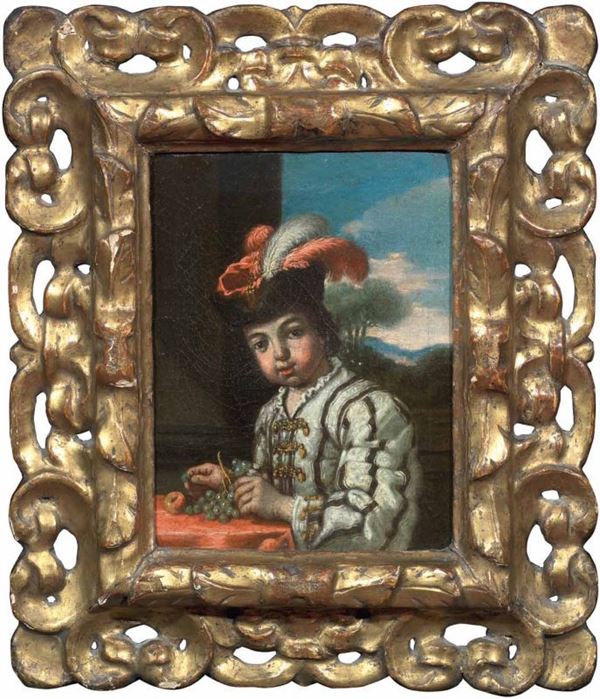 Antonio Amorosi (attr. a) - Ritratto di fanciullo con cappello piumato
