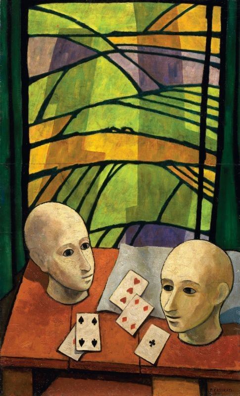 Felice Casorati - Due Teste e Carte da Gioco