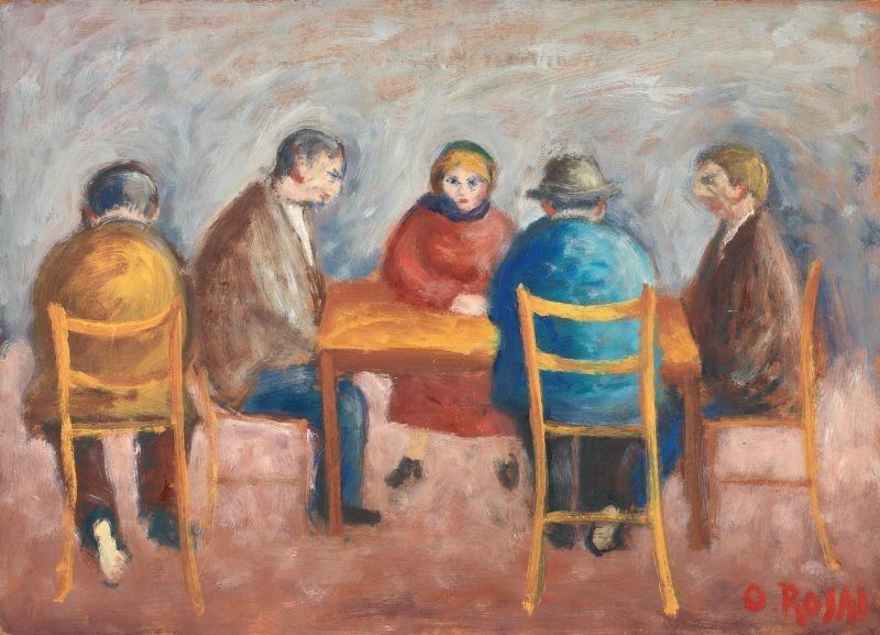 Ottone Rosai - Tavolata con Donna