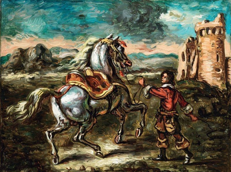 Giorgio De Chirico - Cavallo con Giovane Scudiero