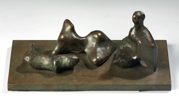 Henry Moore - Three piece reclining figure: Maquette n. 5