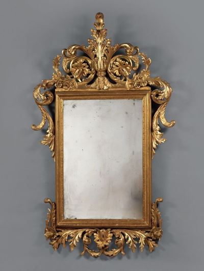 Specchiera in Legno Intagliato e Dorato