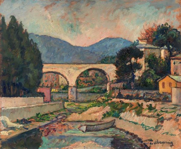 Piero Marussig - Paesaggio con ponte
